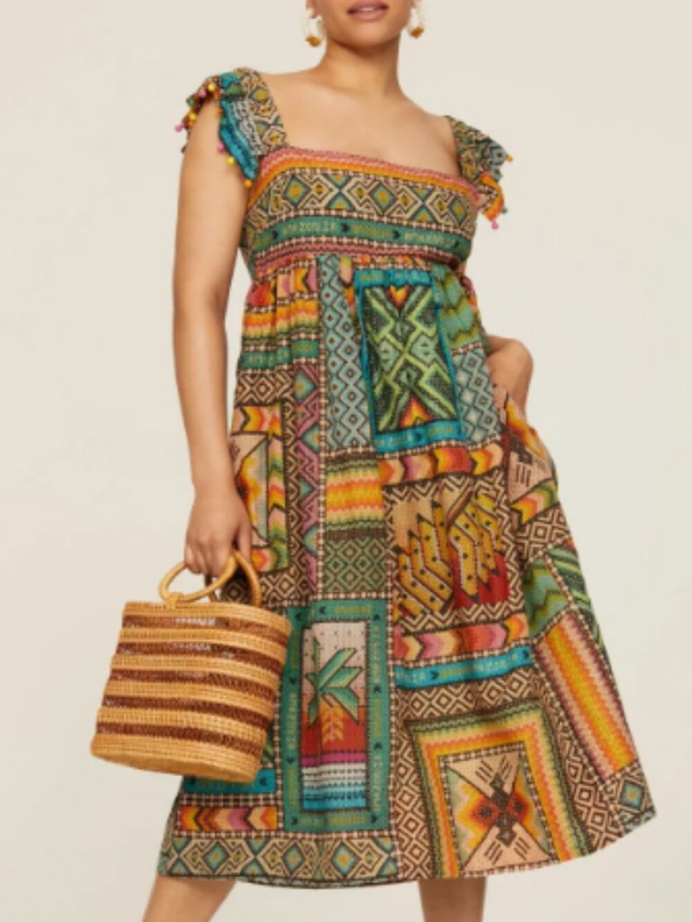 Farm Rio Banana Scarves Bohemian Sundress Sz Large MSRP $235